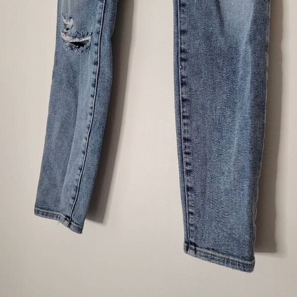 Good American Good Legs Distressed Skinny Jeans Womens 6 / 28 Medium Wash Ripped - Picture 2 of 8